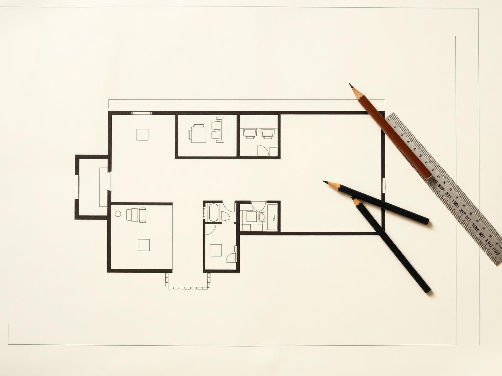 Architektonische Entwurfszeichnungen und Grundrisse