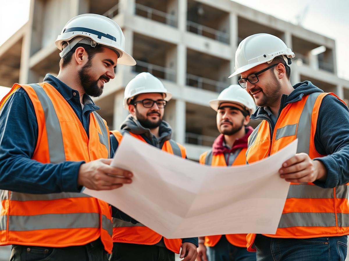 Bauleitung und Team bei der Plan-Abstimmung