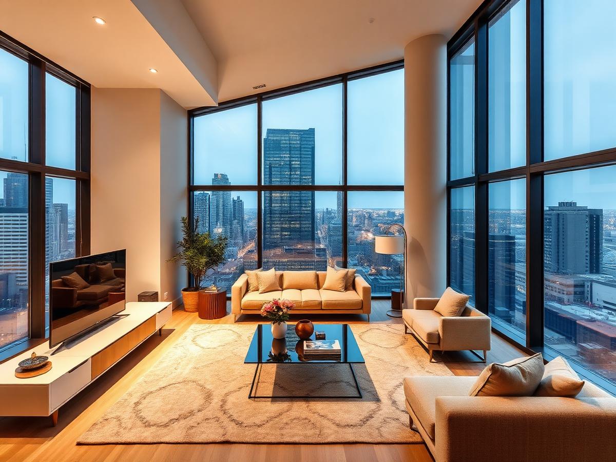 Modernes Penthouse mit Skyline-Blick